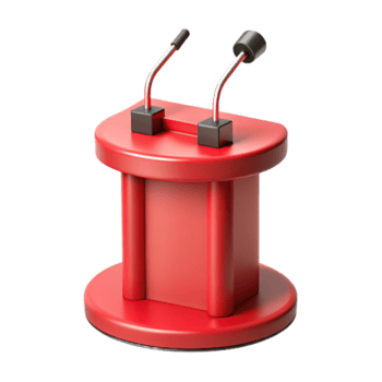 serene creative Red Podium with Microphone Isolated on Transparent Background premium png