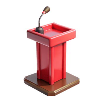 stunning artistic Red Podium with Microphone Isolated on Transparent Background high resolution png