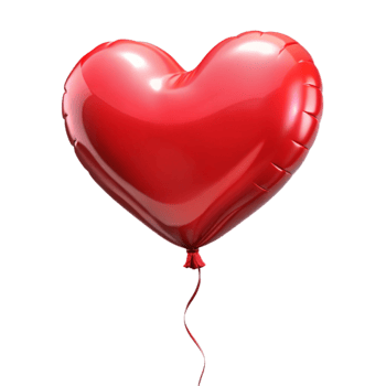 vibrant artistic Red Valentine Heart Balloon Cutout with String professional png