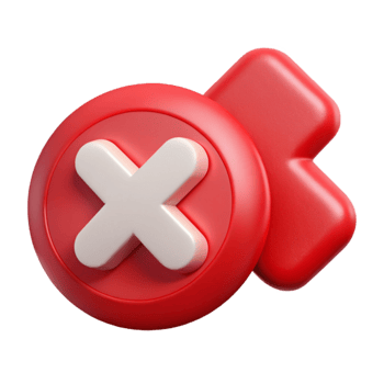 vibrant modern Red X Icon with Error Message Transparent genuine png