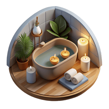 extraordinary modern Relaxing Bath with Candles Isolated exclusive png