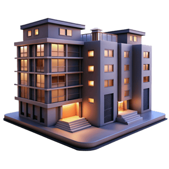 stunning contemporary Residential Apartment Complex Dusk Lighting Isolated high quality png