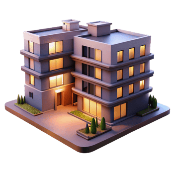 wonderful minimalist Residential Apartment Complex Dusk Lighting Isolated exclusive png