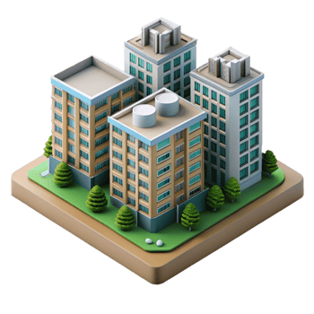 wonderful traditional Residential Building Complex Aerial View Isolated high resolution png