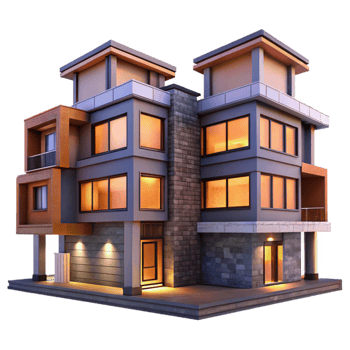 wonderful modern Residential Building Complex Dusk Sky Transparent high quality png