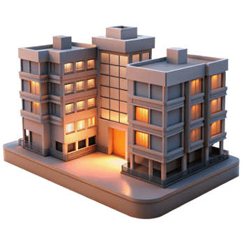 elegant rustic Residential Building Complex Sunset Lighting Transparent authentic png