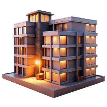 dramatic minimalist Residential Building Complex Sunset Lighting Transparent exclusive png