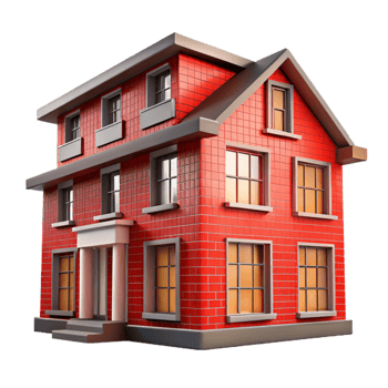 impressive creative Residential Building with Red Brick Facade Cutout original png
