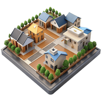 stunning minimalist Residential Neighborhood Aerial View Isolated exclusive png