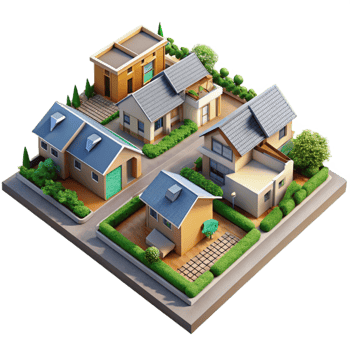 impressive vintage Residential Neighborhood Aerial View Isolated high quality png