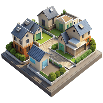 beautiful contemporary Residential Neighborhood Aerial View Isolated png