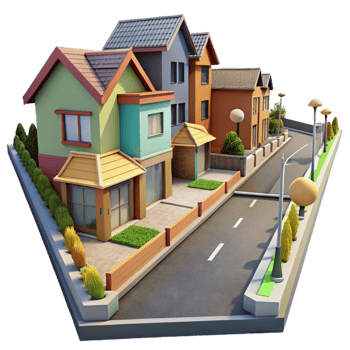 impressive creative Residential Neighborhood Street View Isolated original png