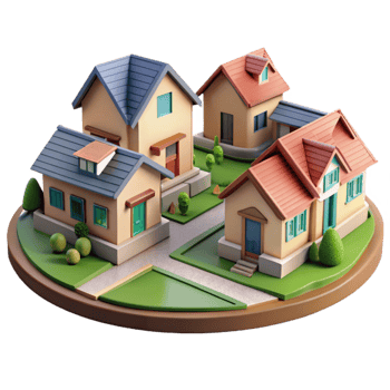 dramatic contemporary Residential Neighborhood Suburban Homes Isolated professional png