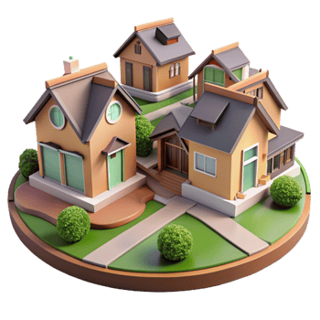 magnificent vintage Residential Neighborhood Suburban Homes Isolated authentic png