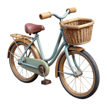 elegant traditional Retro Bicycle with Basket and Bell Transparent Cutout original png