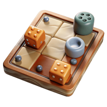 beautiful minimalist Retro Board Game with Dice and Pieces Transparent Cutout png