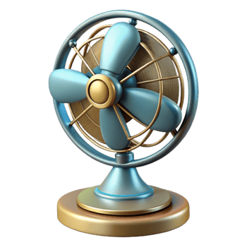 elegant creative Retro Desk Fan Metal Blades Isolated premium png