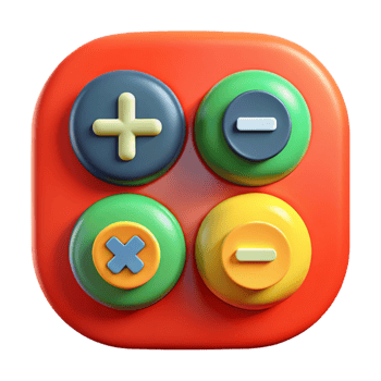 3D Calculator Buttons with Plus, Minus, Multiply - Educational Technology Conceptual Illustration png