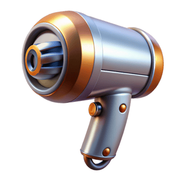 wonderful modern Retro Hair Dryer Chrome Finish Isolated exclusive png