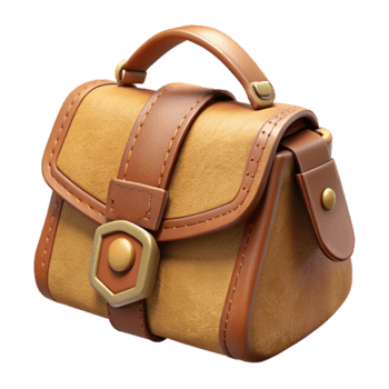 serene rustic Retro Handbag Leather with Buckle Detail Isolated exclusive png