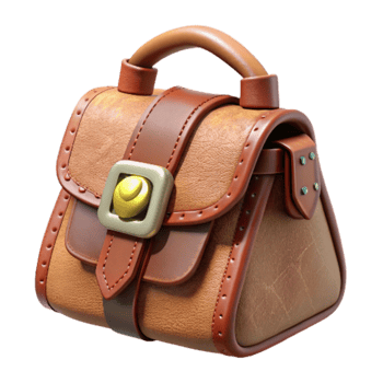 magnificent vintage Retro Handbag Leather with Buckle Detail Isolated premium png