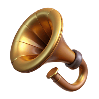 dramatic artistic Retro Phonograph Horn with Brass Finish Cutout authentic png