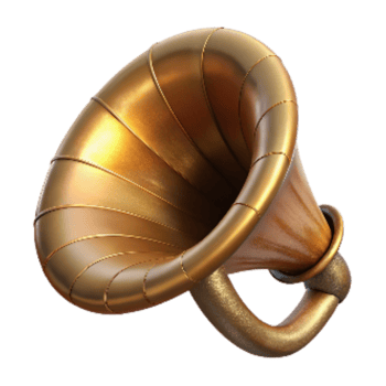 stunning artistic Retro Phonograph Horn with Brass Finish Cutout detailed png
