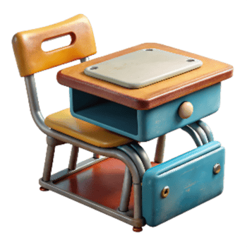 beautiful creative Retro School Desk with Inkwell Hole Transparent Cutout premium png