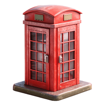 magnificent artistic Retro Telephone Booth with Red Paint Cutout genuine png