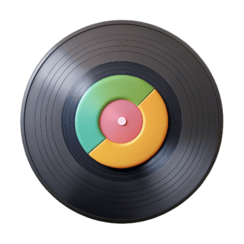 magnificent modern Retro Vinyl Record with Colorful Label Transparent Background premium png