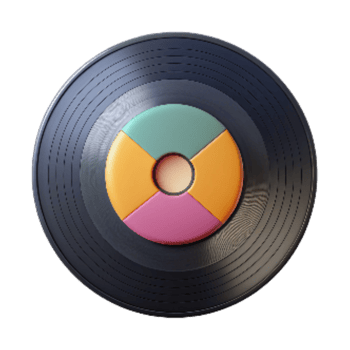 vibrant minimalist Retro Vinyl Record with Colorful Label Transparent Background exclusive png