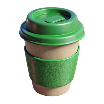 elegant classic Reusable Coffee Cup Green Isolated high resolution png