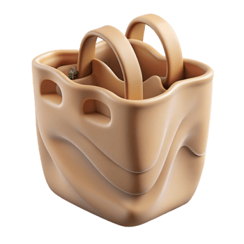 impressive rustic Reusable Grocery Bag Beige Isolated high resolution png