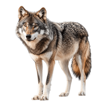 Majestic Wolf in Winter Wonderland on transparent background. png