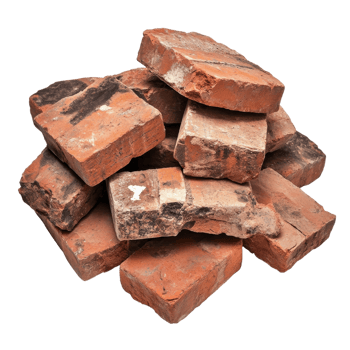 Rustic Red Bricks Ready for Construction on transparent background. png