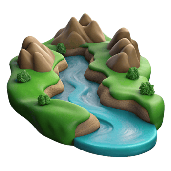 elegant contemporary River Flowing Through Valley Isolated authentic png
