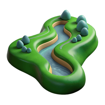 wonderful minimalist River Winding Through Valley Aerial View Transparent Background exclusive png