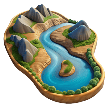 magnificent artistic River Winding Through Valley Aerial View Transparent Background original png
