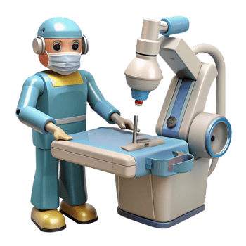 impressive minimalist Robotic Surgeon Performing Operation Isolated Element high quality png