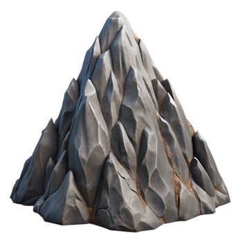 vibrant minimalist Rocky Mountain Peak Rugged Terrain Grey Stone Isolated exclusive png