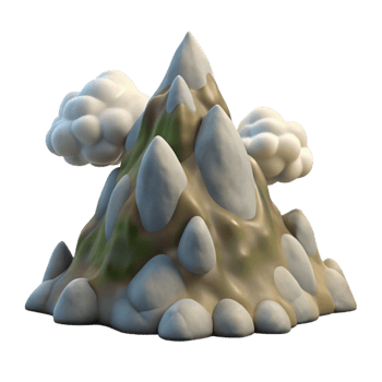 impressive minimalist Rocky Mountain Peak with Clouds Isolated premium png
