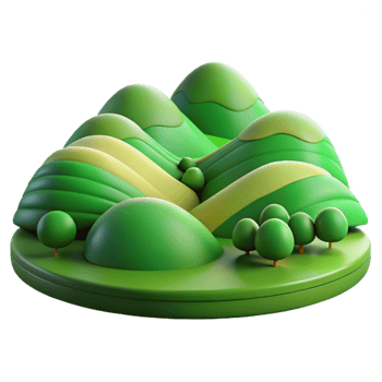 beautiful classic Rolling Green Hills Landscape Isolated premium png