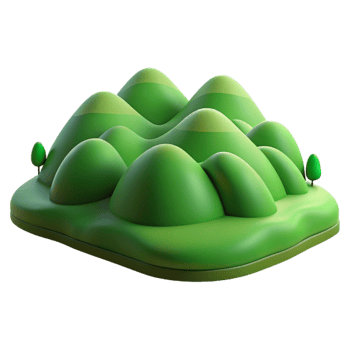 elegant traditional Rolling Green Hills Landscape Isolated authentic png