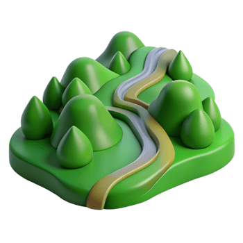 wonderful abstract Rolling Green Hills with Winding Road Transparent Background high quality png