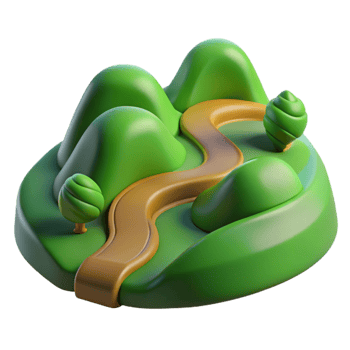 elegant minimalist Rolling Green Hills with Winding Road Transparent Background high resolution png
