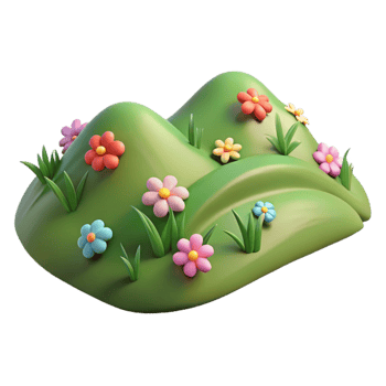 serene classic Rolling Hills with Wildflowers Isolated on Transparent Background exclusive png