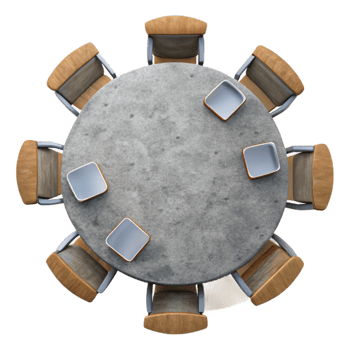 serene minimalist Round Conference Table Top View Isolated Element authentic png