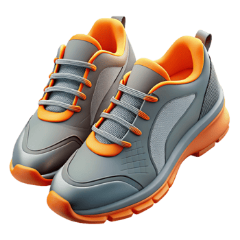 impressive modern Running Shoes Grey and Orange Transparent Background Cutout high quality png
