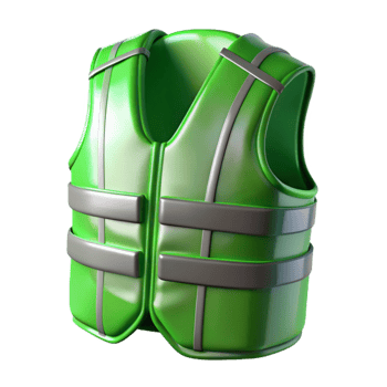 elegant vintage Safety Vest Green Reflective Transparent Background png