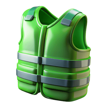 elegant traditional Safety Vest Green Reflective Transparent Background premium png